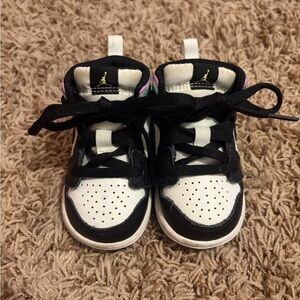 Kids Black and White High-Top Sneakers with Neon Accent